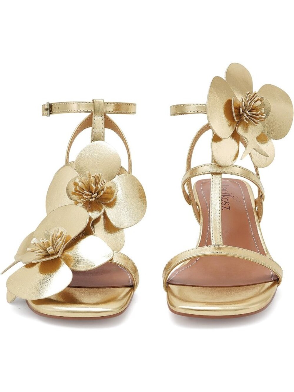 Floral Strappy Chunky Heel Sandals for Women | Comfortable Dressy Footwear